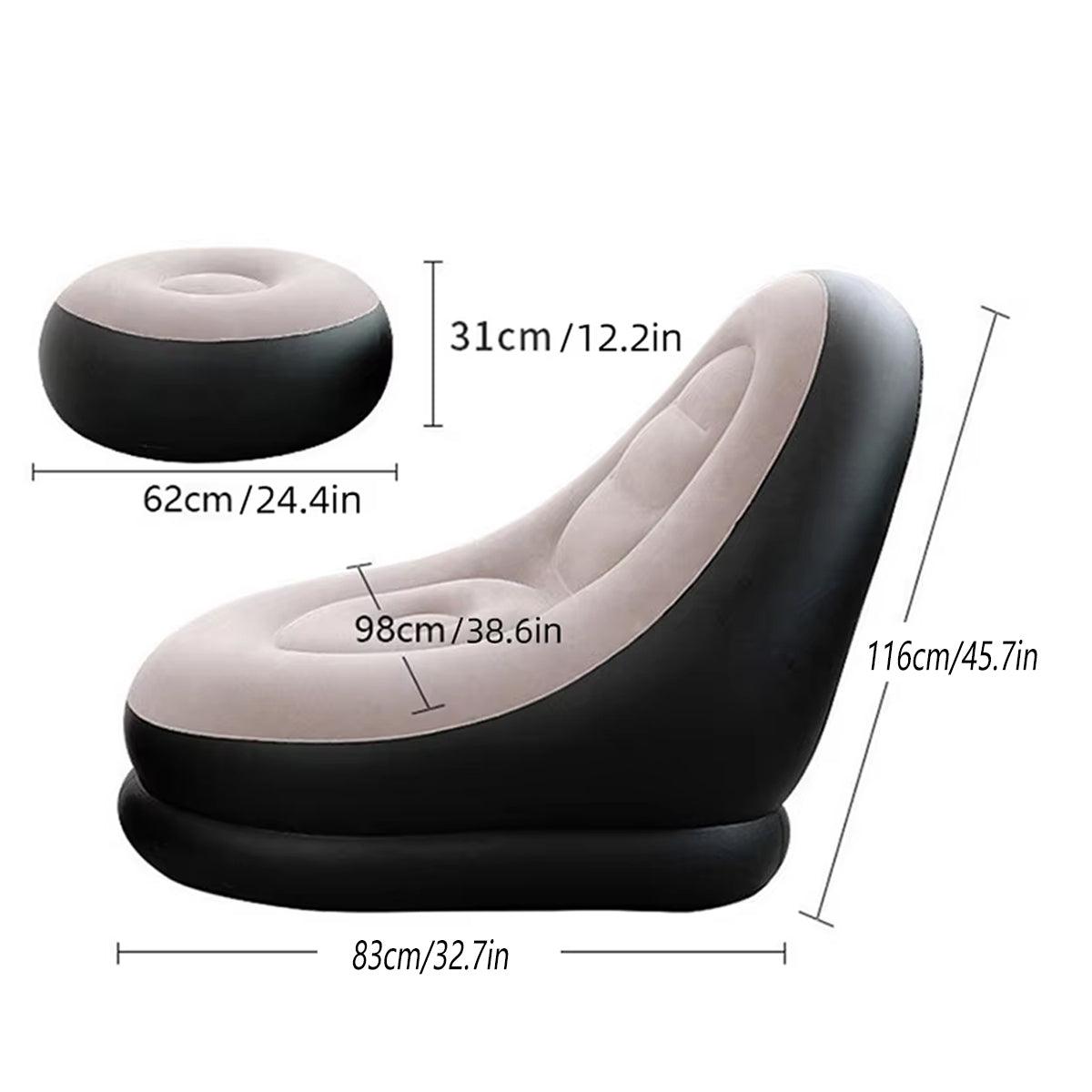 3pcs Inflatable Air Chair Seat Lazy Sofa Lounge Blow Up Ottoman Outdoor Couch