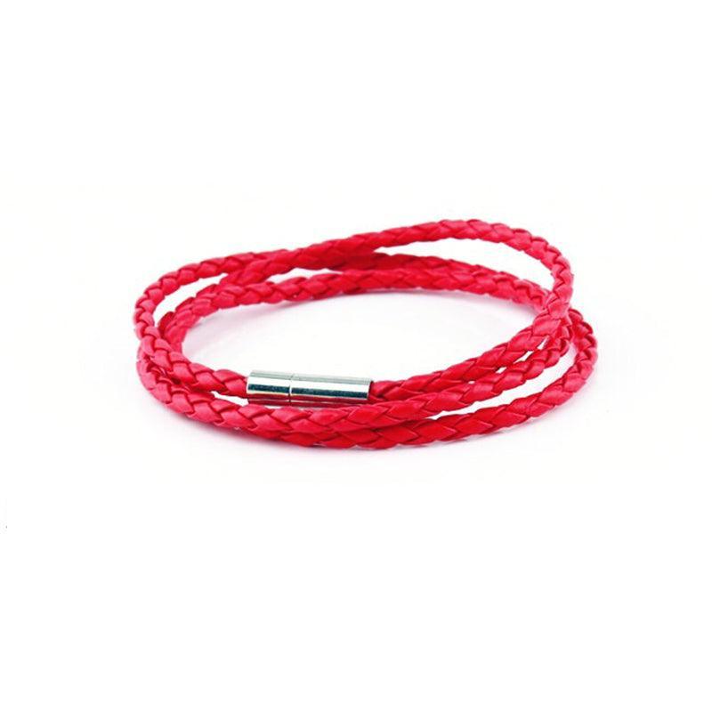 1Pc New Fashion Men Women Three Laps Pu Leather Bracelet Wristband Bangle Punk - Dark Brown