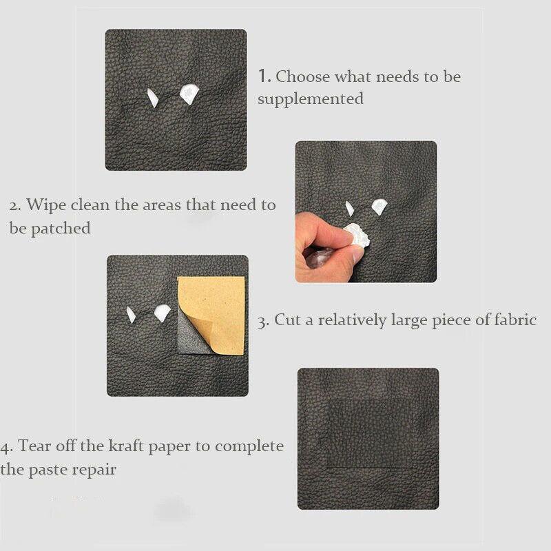 2X Self Adhesive Leather Repair Patches Kit for Sofa Couch Auto Interior Use - Brown