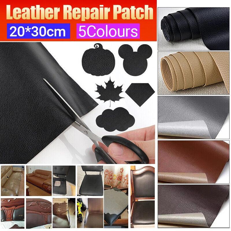 2X Self Adhesive Leather Repair Patches Kit for Sofa Couch Auto Interior Use - Red Brown