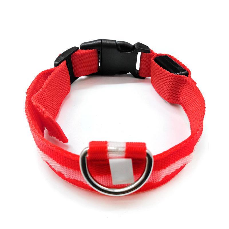 L Size USB Rechargeable LED Dog Collar Nylon Glow Flashing Light Up Neck Strap - Green