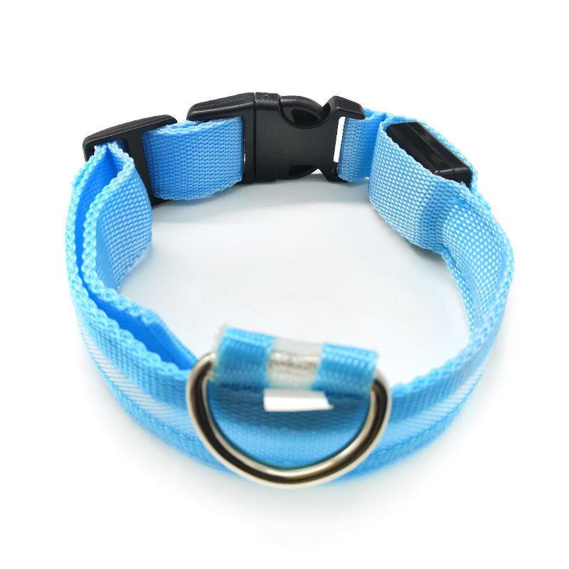L Size USB Rechargeable LED Dog Collar Nylon Glow Flashing Light Up Neck Strap - Green