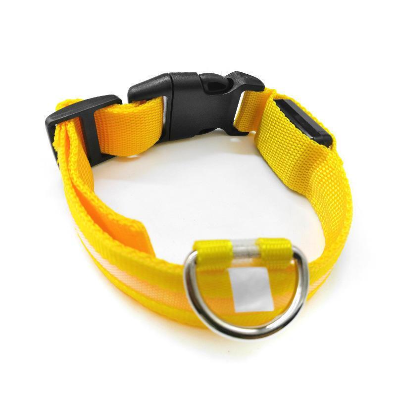 L Size USB Rechargeable LED Dog Collar Nylon Glow Flashing Light Up Neck Strap - Green