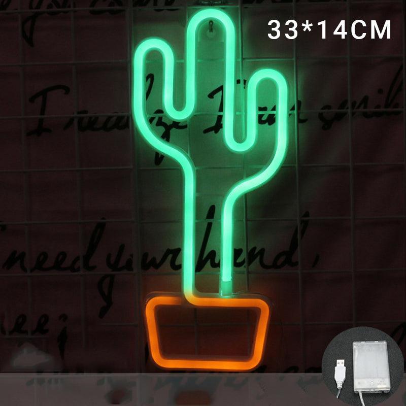 LED Rainbow Neon Light Lamp for Bedside Night Room Wall Home Decoration - Cactus