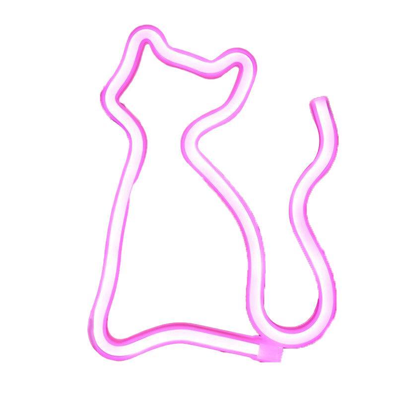 LED Rainbow Neon Light Lamp for Bedside Night Room Wall Home Decoration - Cat Pink
