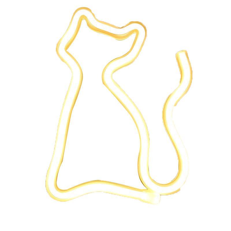 LED Rainbow Neon Light Lamp for Bedside Night Room Wall Home Decoration - Cat Warm