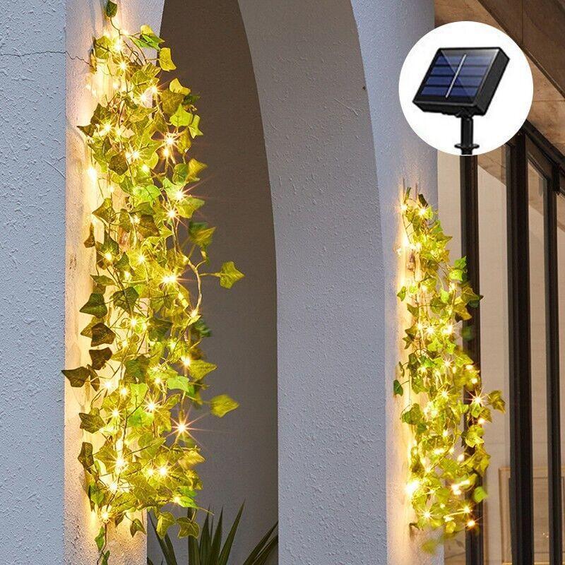 10M Solar Ivy Vine Fairy Lights - 100 LEDs for Outdoor Garden Walls