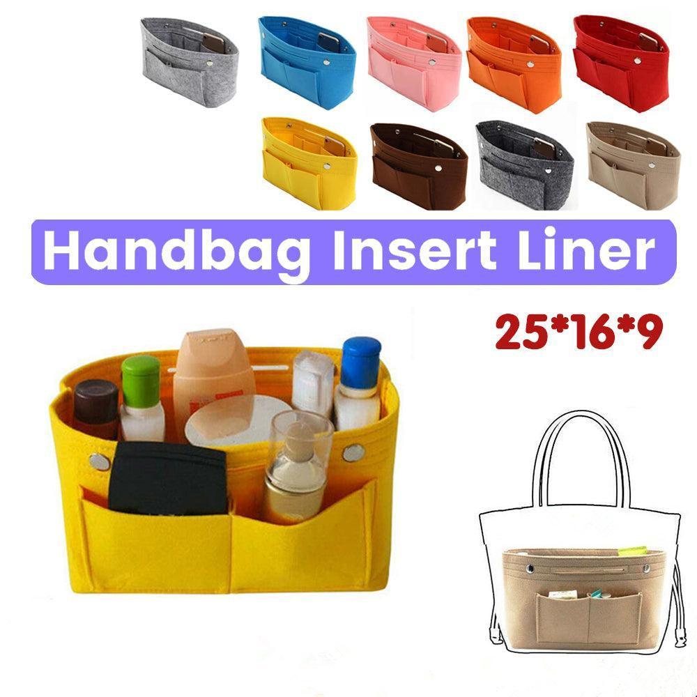 Travel Organiser Handbag Felt Bag Tote Insert Liner Purse Pouch Women 25*16*9Cm - Light Grey