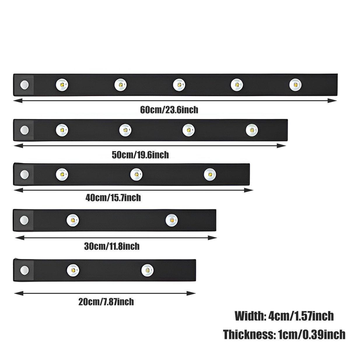 Ultra-Thin Intelligent LED Motion-Sensing Light Bar Rechargeable Strip Lamp - Remote Control Model - Black 30cm