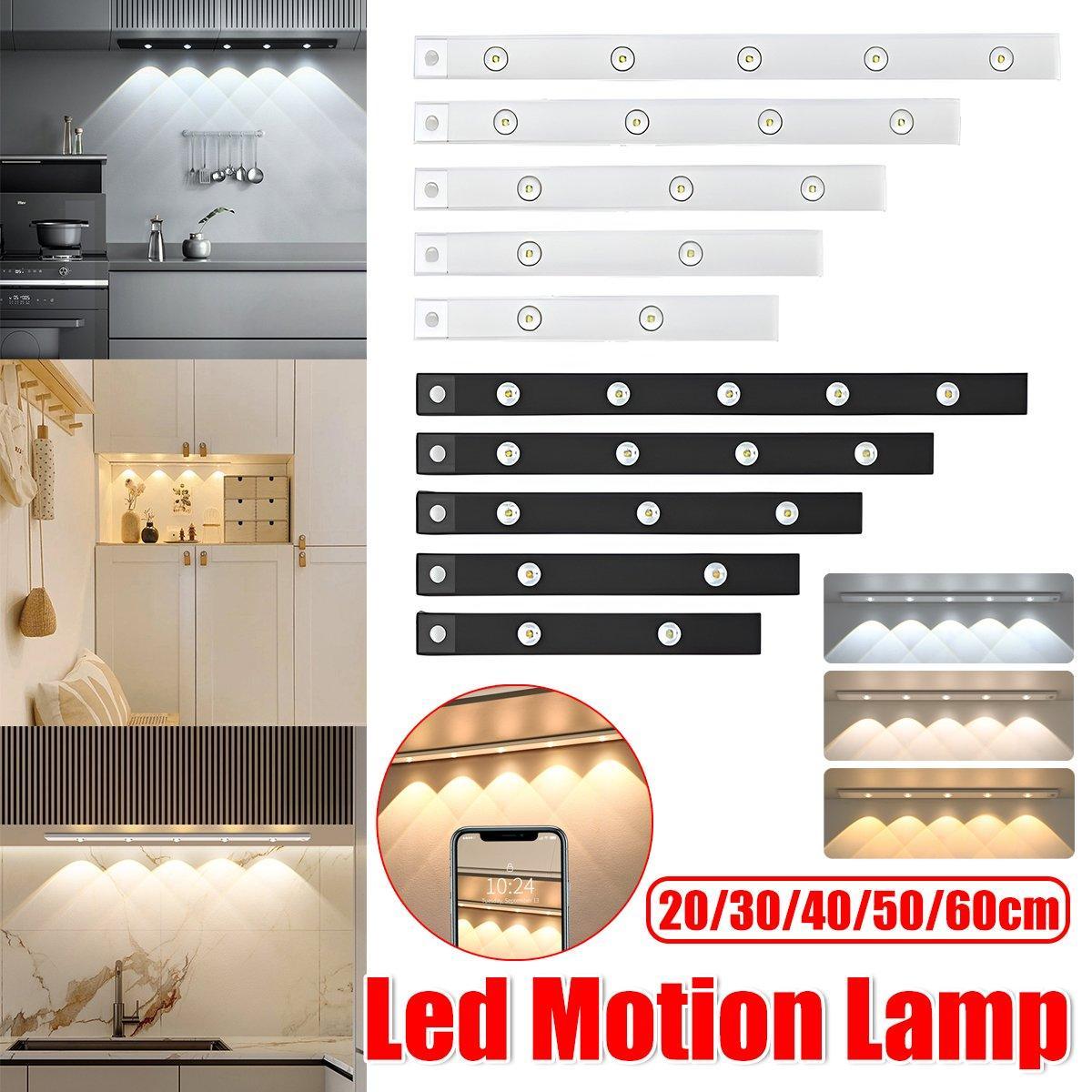 Ultra-Thin Intelligent LED Motion-Sensing Light Bar Rechargeable Strip Lamp - Ordinary Model - White 50cm