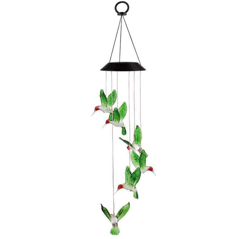 Wind Chimes Solar Powered Led Lights Changing Hanging Garden Yard Outdoor Decor - Dragonfly