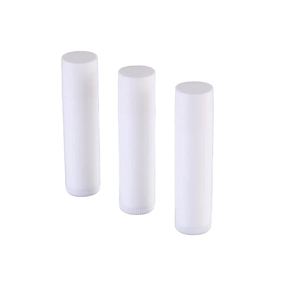 50pcs Lip Glaze Tubes Round Refillable PP Material Lip Balm Containers Red Tube - White
