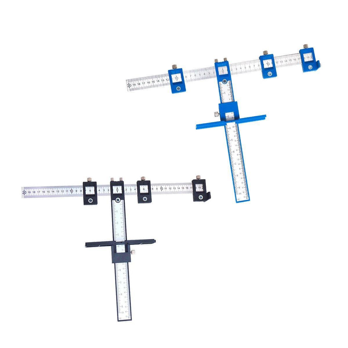 Furniture Carpentry Drill Guide Punch Locator Woodworking Hole Locator Ruler - Black