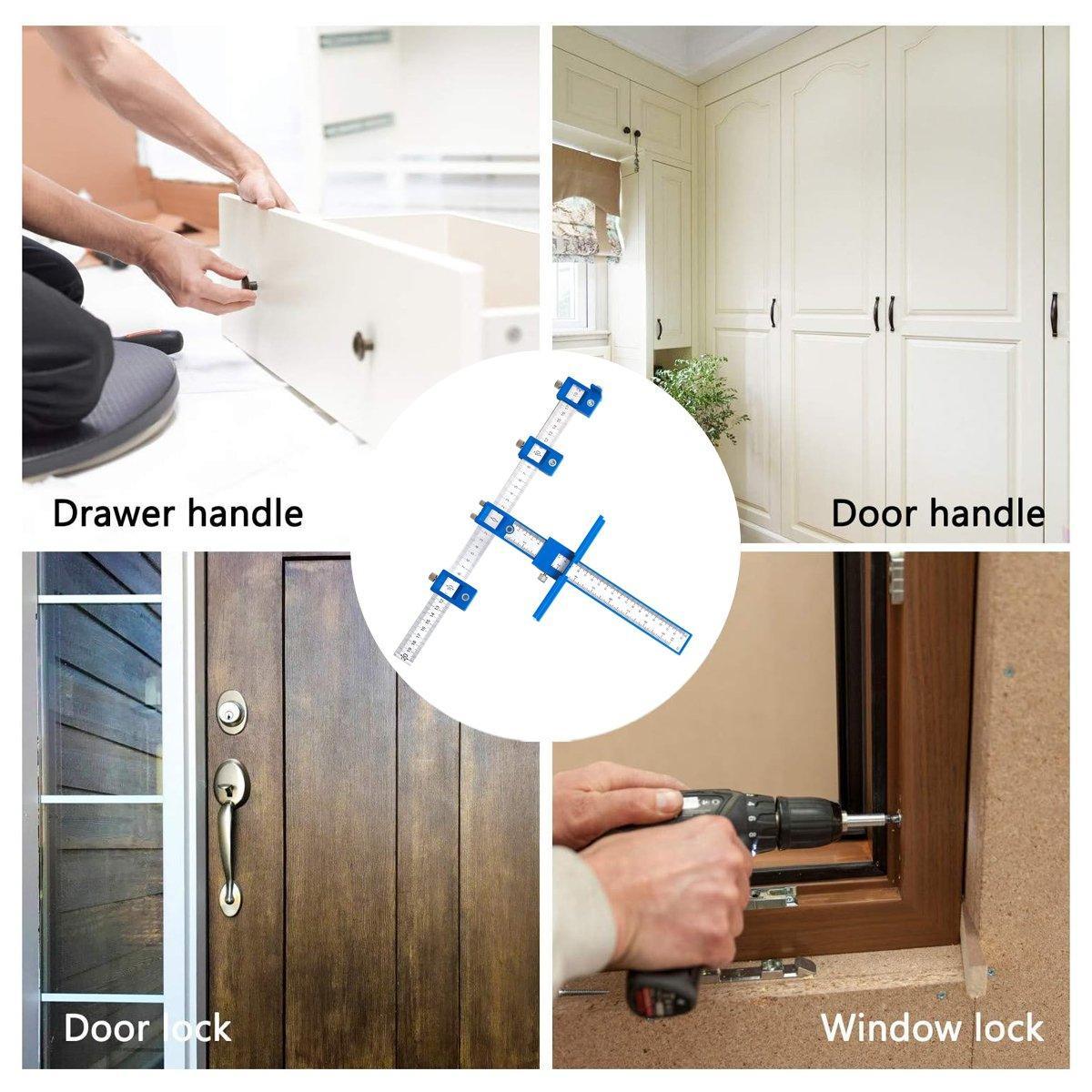 Furniture Carpentry Drill Guide Punch Locator Woodworking Hole Locator Ruler - Black