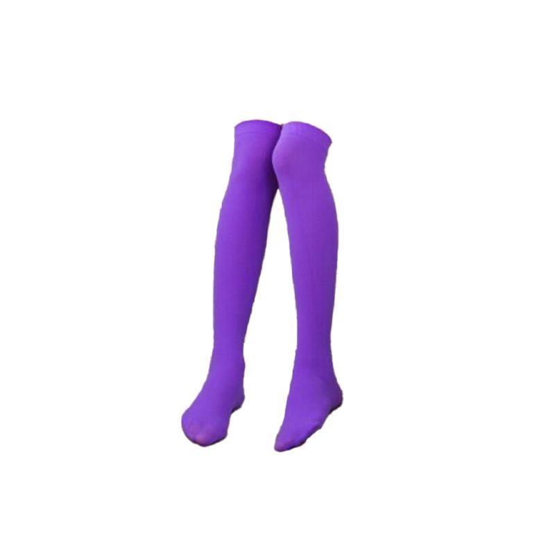 Womens Girls Long Socks Over Knee Thigh High Stockings Hosiery Tights Pantyhose - Purple