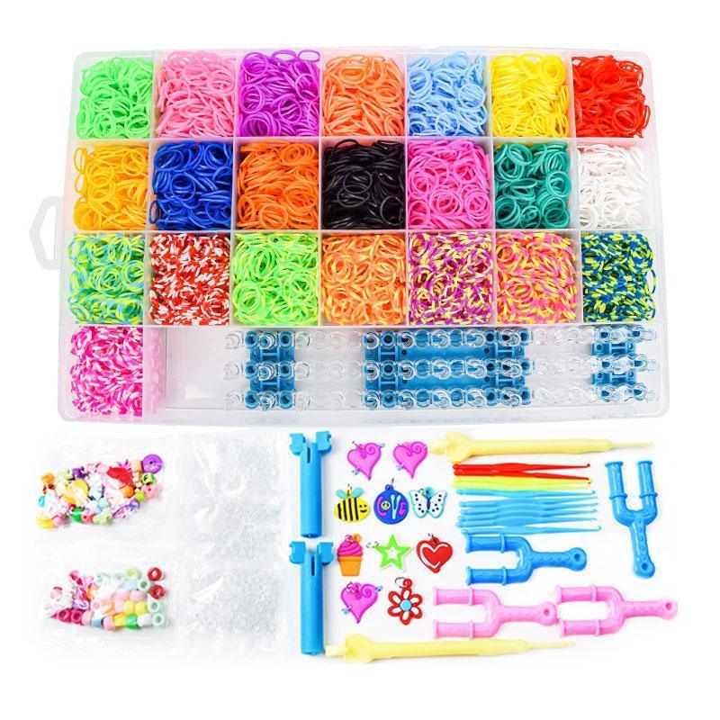 6800PCS Loom Bands Kit Bracelet Mixed Colour Rubber Refill Clip Hook Charms DIY