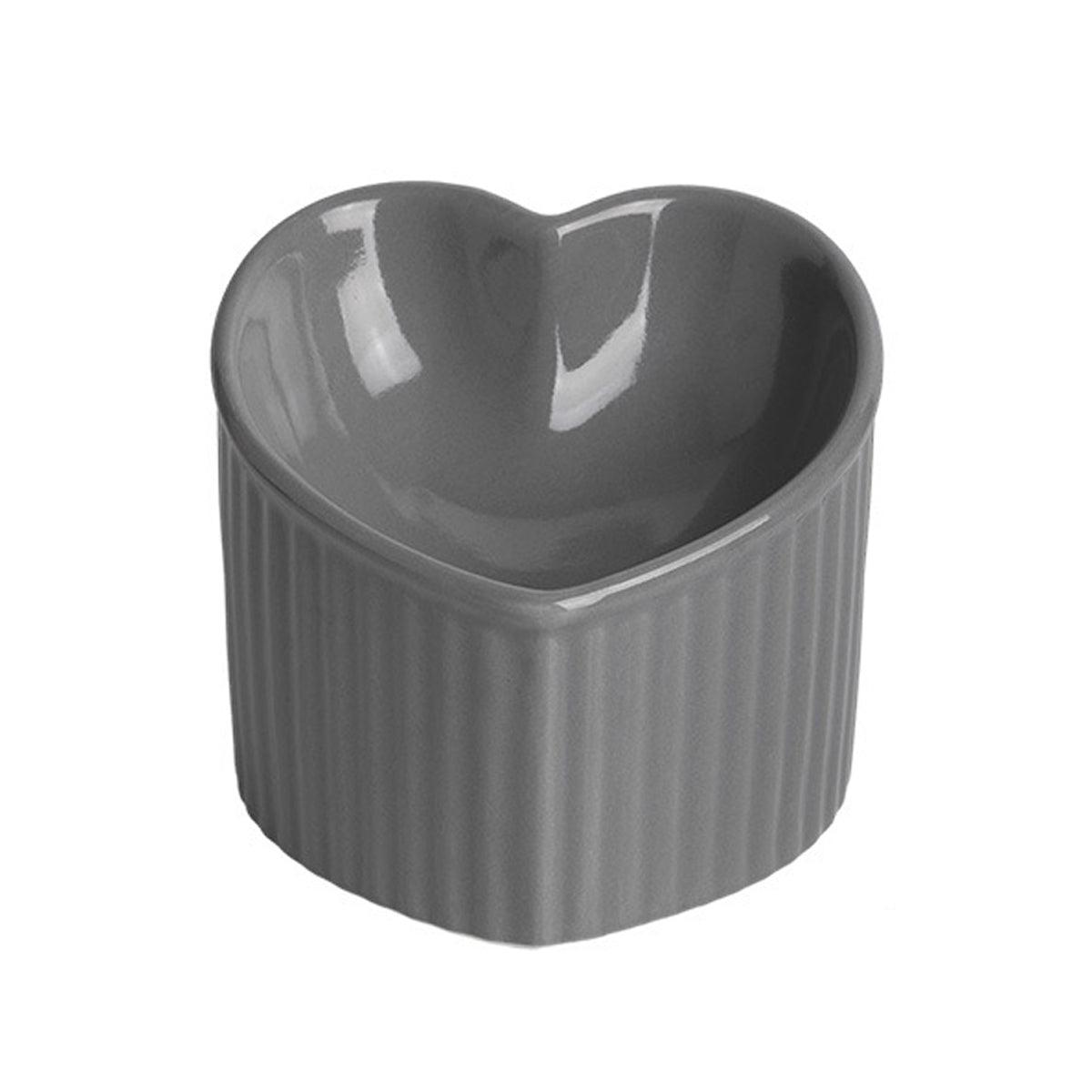 Love Shape Slanted Cat Bowl Ceramic Pet Bowl for Cats Food Water Feeding Dish - Dark Green