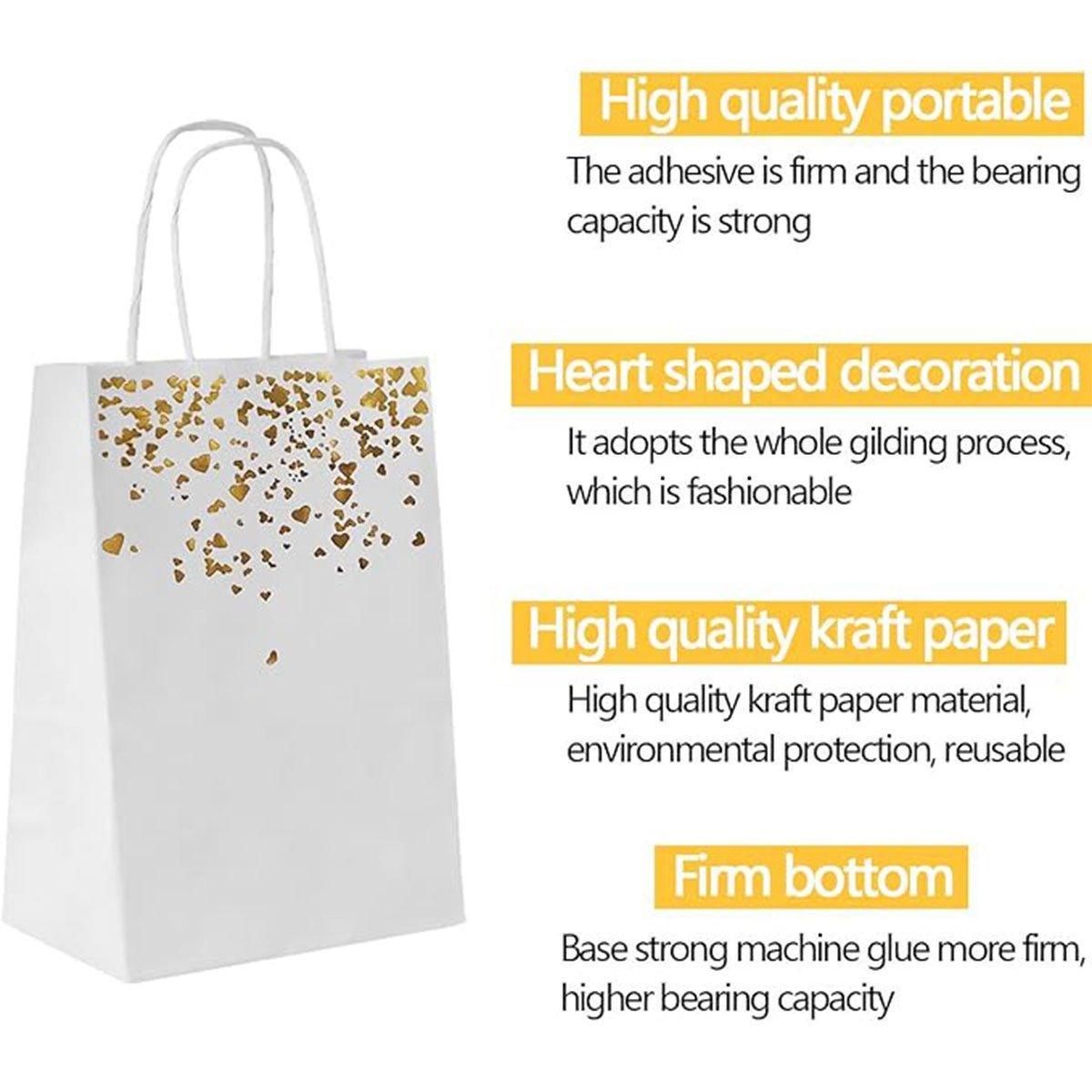 30PCS Kraft Paper Gift Bags Small Love Candy Bags Gold Foil Wedding Party Favors - White-Rainbow Foil