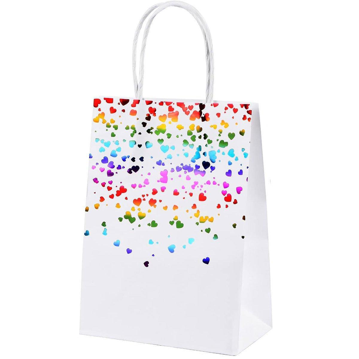 30PCS Kraft Paper Gift Bags Small Love Candy Bags Gold Foil Wedding Party Favors - White-Gold Foil