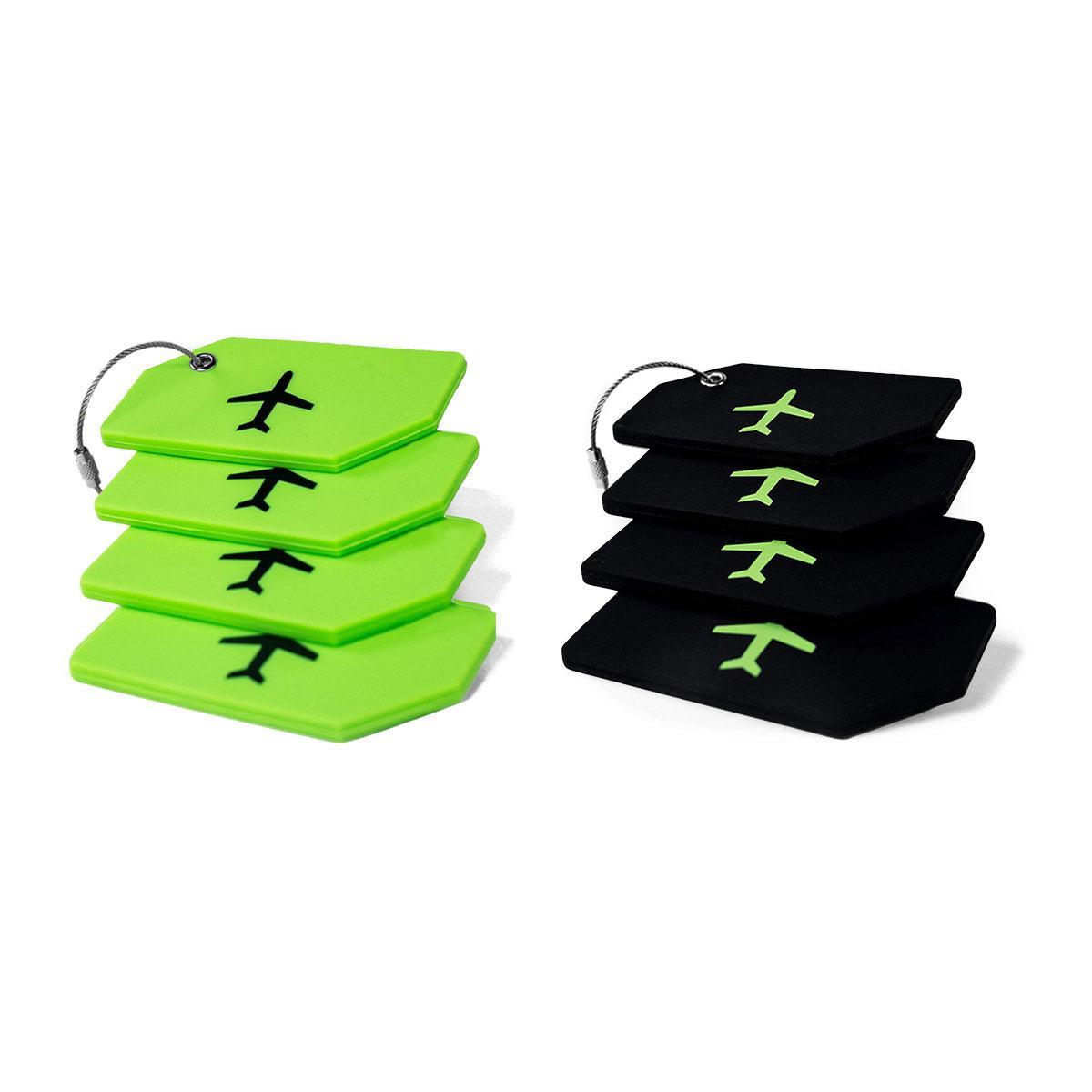 5PCS High-Quality Silicone Luggage Tags Name Address Boarding Pass Travel ID - Black