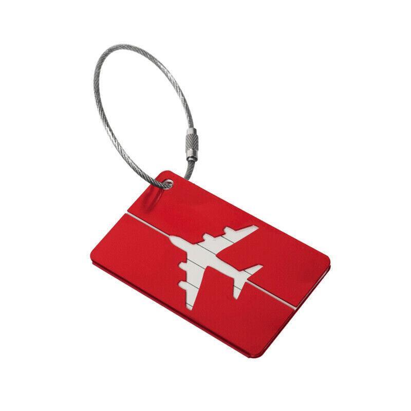 Luggage Tag Aluminum Travel Baggage Suitcase Identity Address Name Label Cards - Red