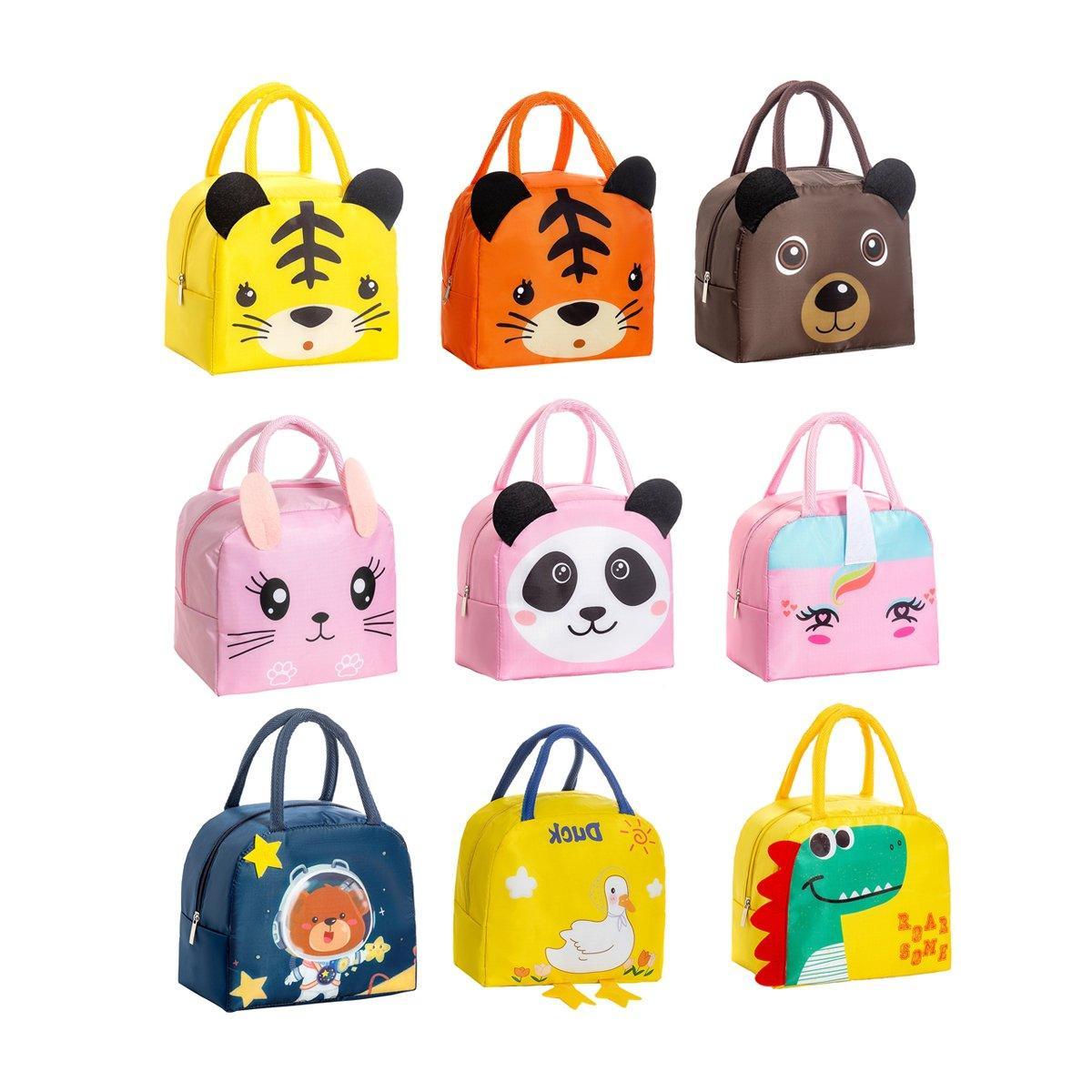 3D Bento Lunch Bag Cartoon Handbag Insulated Food Box Bag for Students LunchTote - Yellow Dinosaur