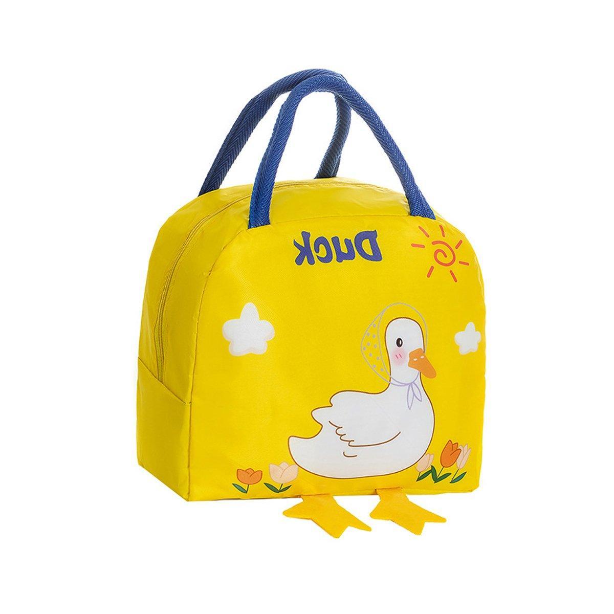 3D Bento Lunch Bag Cartoon Handbag Insulated Food Box Bag for Students LunchTote - Yellow Dinosaur