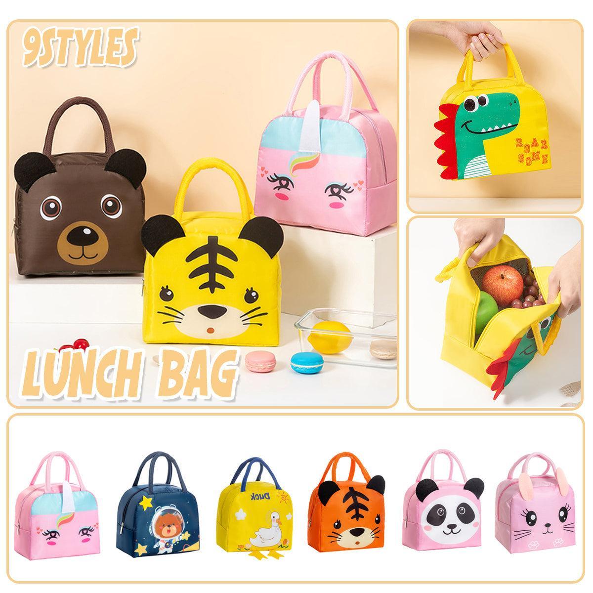 3D Bento Lunch Bag Cartoon Handbag Insulated Food Box Bag for Students LunchTote - Orange Tiger