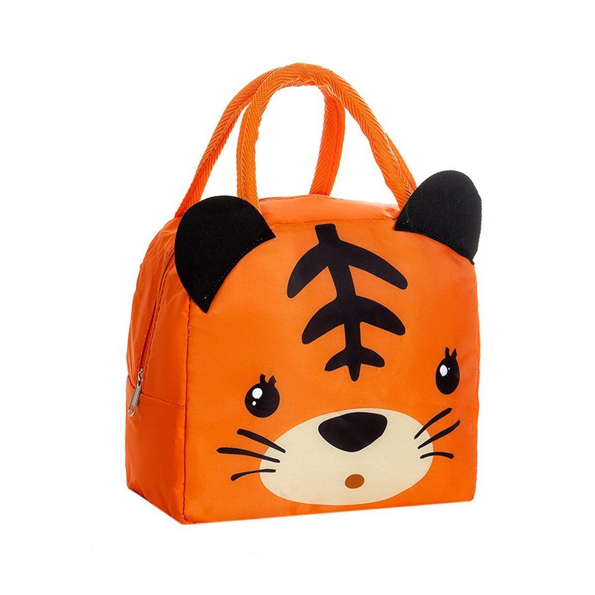 3D Bento Lunch Bag Cartoon Handbag Insulated Food Box Bag for Students LunchTote - Orange Tiger