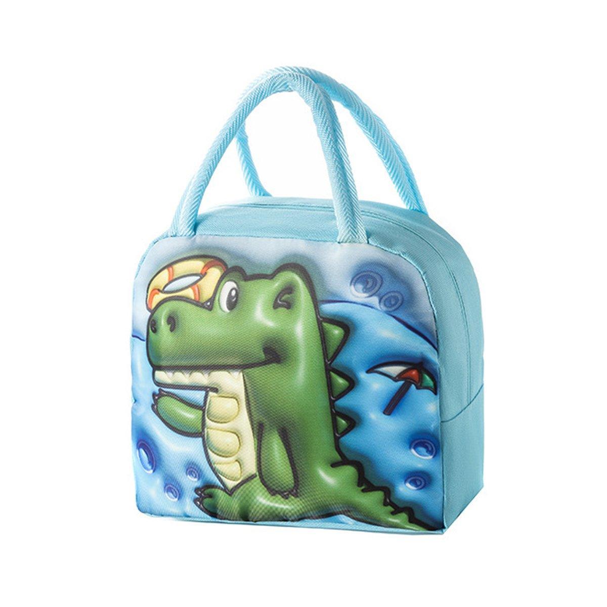 Cute 3D Cartoon Insulated Lunch Bag Oxford Fabric Bento Tote for School Use - Orange Tiger