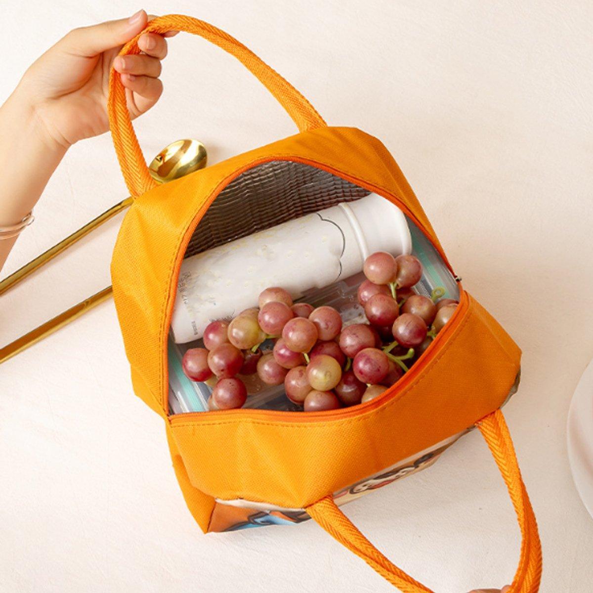 Cute 3D Cartoon Insulated Lunch Bag Oxford Fabric Bento Tote for School Use - Rose Mermaid