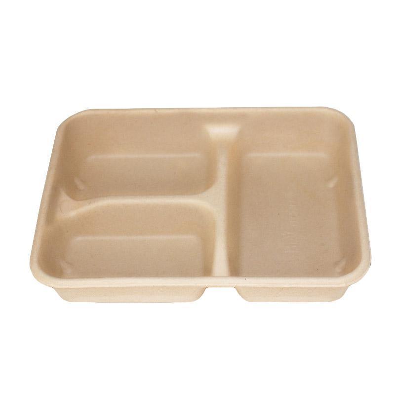 25/50pcs Biodegradable Lunch Box Microwaveable Tray with Compartment Paper Lid - 1400ML-6-50pcs