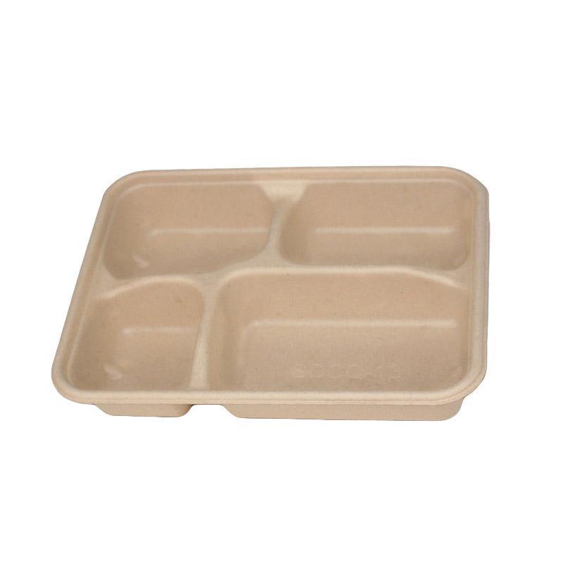 25/50pcs Biodegradable Lunch Box Microwaveable Tray with Compartment Paper Lid - 1400ML-6-50pcs