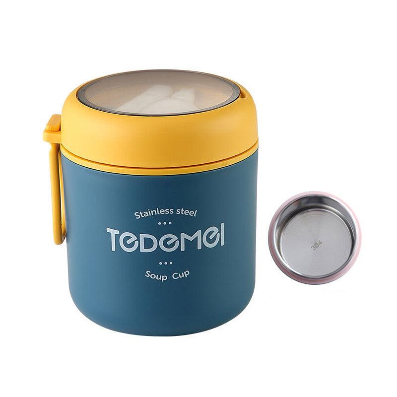 530ml Stainless Steel Insulated Lunch Box Portable Food Storage Mug Soup Meals - Blue