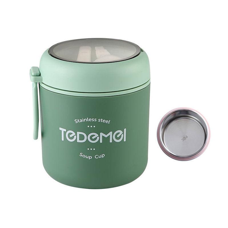 530ml Stainless Steel Insulated Lunch Box Portable Food Storage Mug Soup Meals - Green