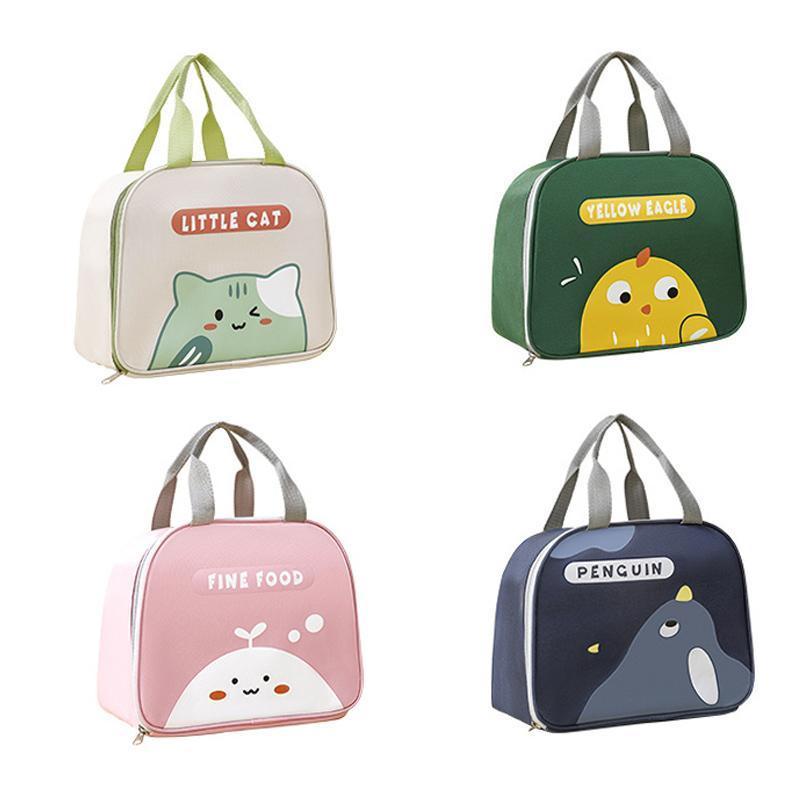 Cute Cartoon Lunch Bag Reusable Insulated School Lunch Box Cooler Tote Boy Girl - Navy