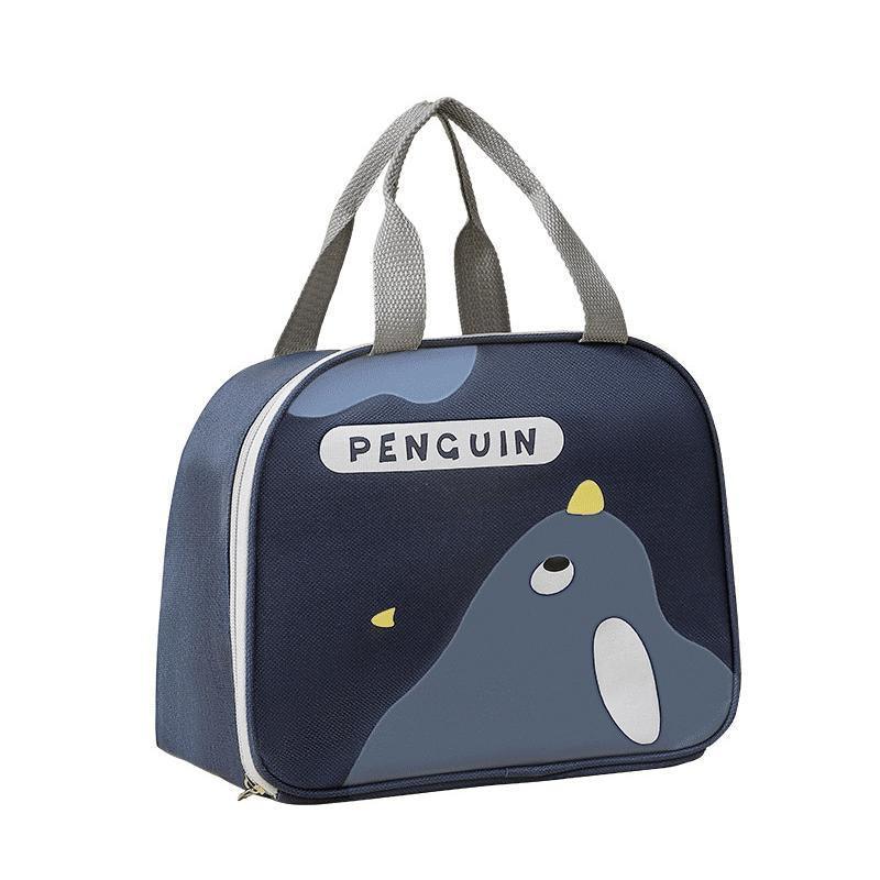 Cute Cartoon Lunch Bag Reusable Insulated School Lunch Box Cooler Tote Boy Girl - Navy