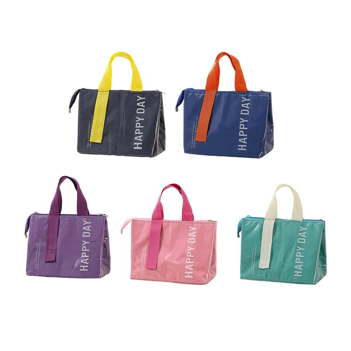 Large Capacity Lunch Bag Outdoor Picnic Aluminum Foil Portable Thermal Bag - Navy
