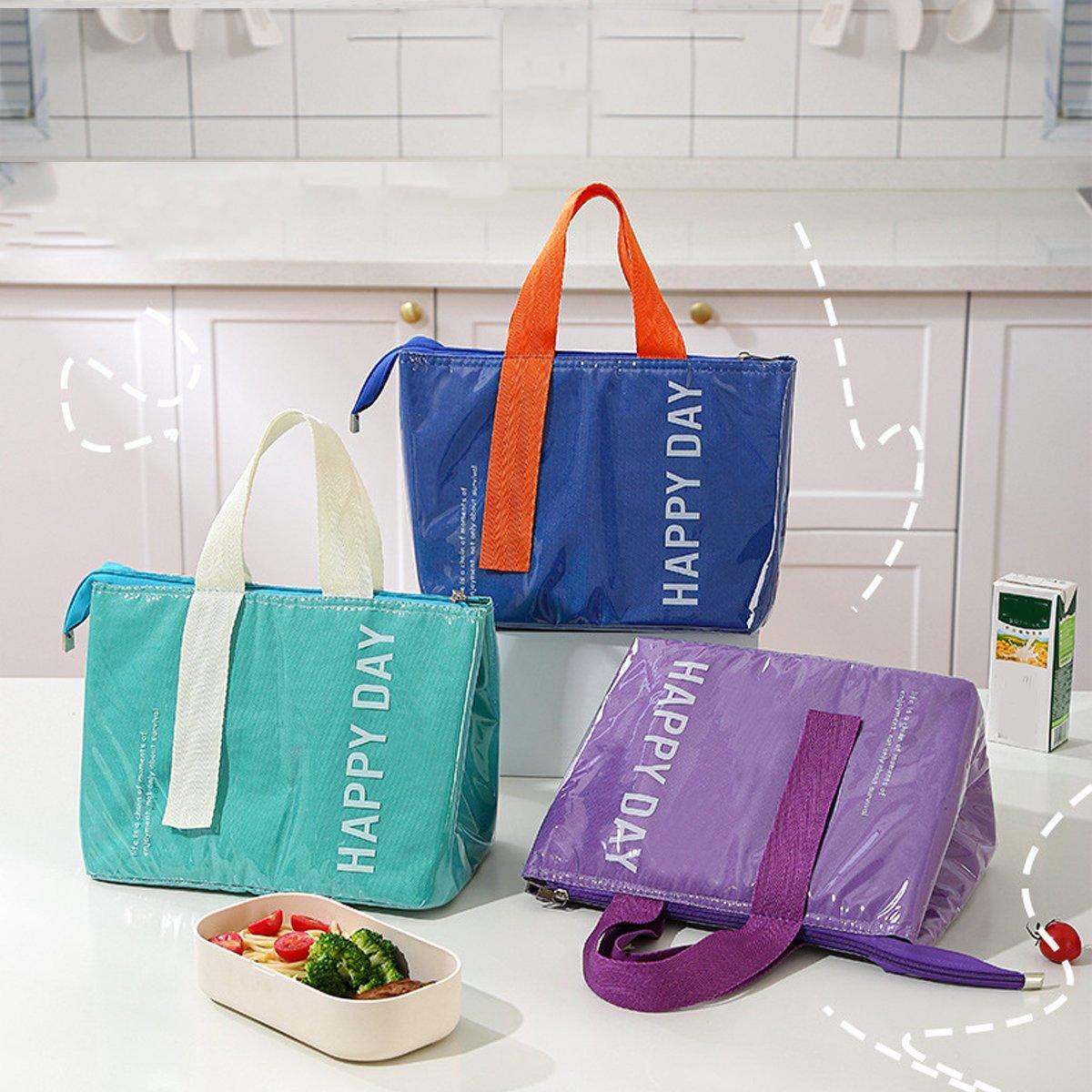 Large Capacity Lunch Bag Outdoor Picnic Aluminum Foil Portable Thermal Bag - Navy