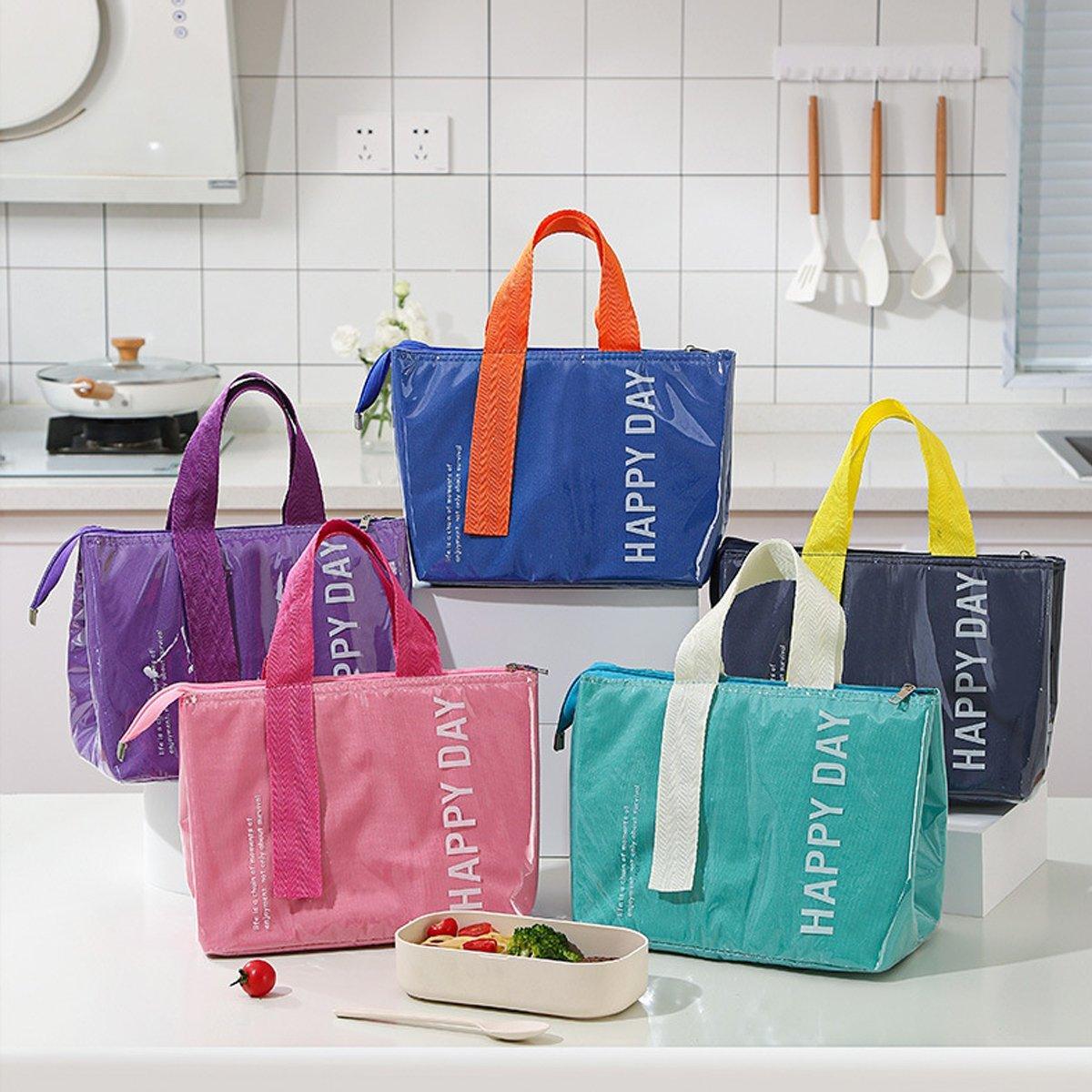 Large Capacity Lunch Bag Outdoor Picnic Aluminum Foil Portable Thermal Bag - Purple