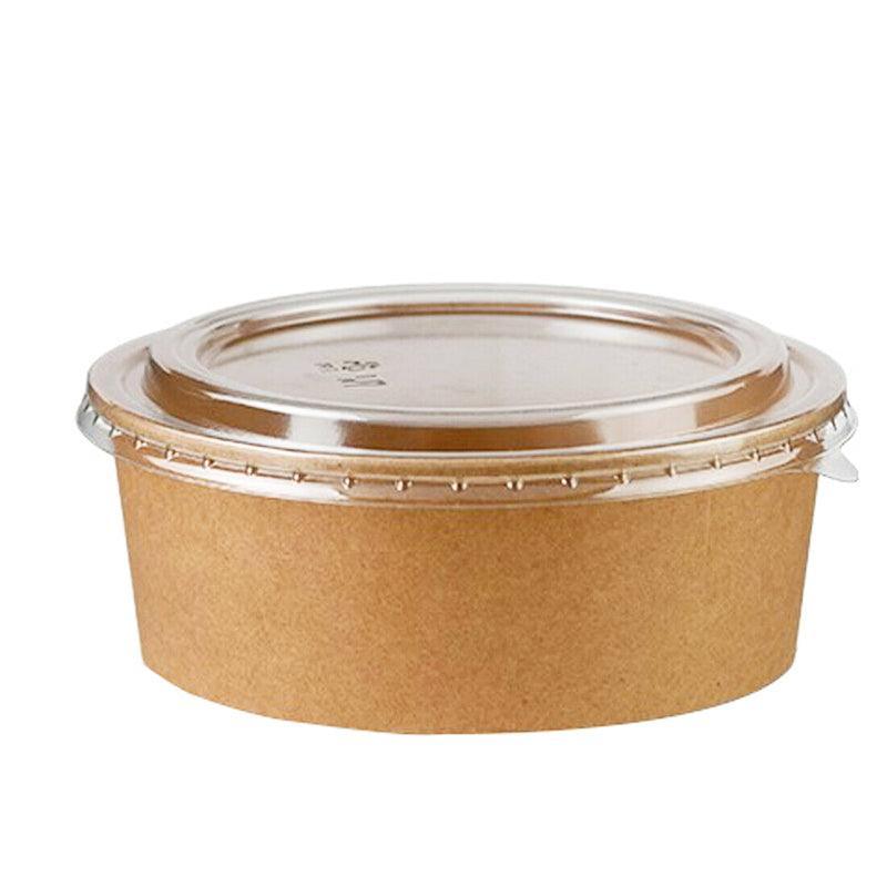 Take Away Kraft Paper Salad Bowl Food Grade Takeout Tableware Food Bowl With Lid - 50PCS-500ML