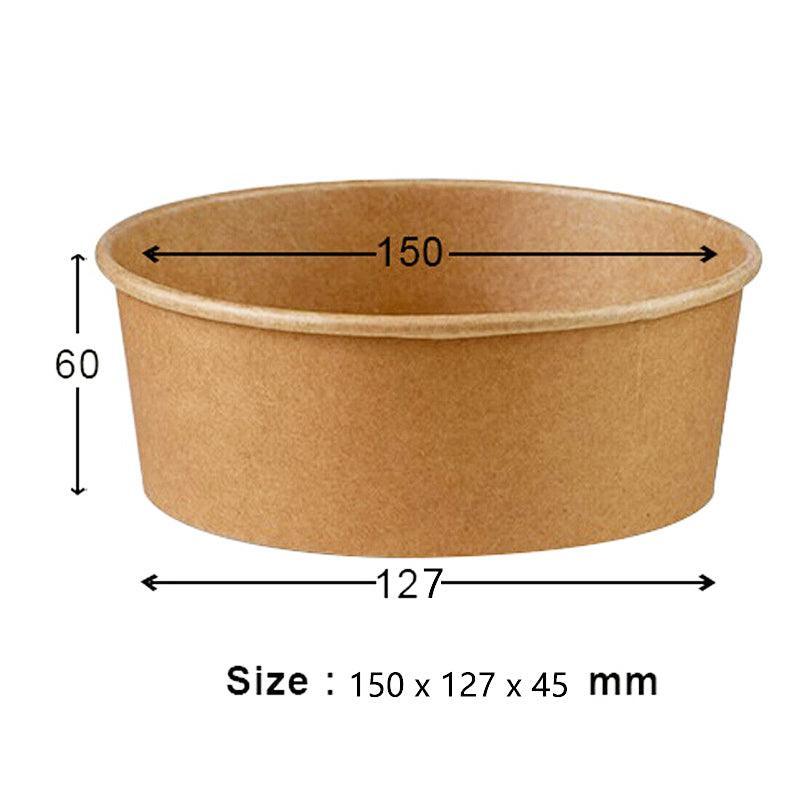 Take Away Kraft Paper Salad Bowl Food Grade Takeout Tableware Food Bowl With Lid - 50PCS-750ML
