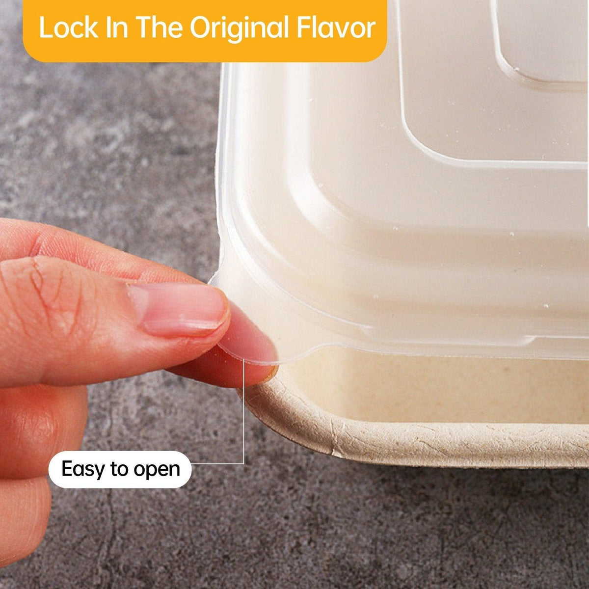 25/50pcs Biodegradable Lunch Box Microwaveable Tray with Compartment Paper Lid - 1200ml-4-25pcs