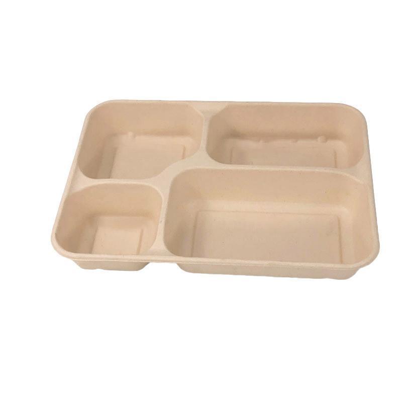 25/50pcs Biodegradable Lunch Box Microwaveable Tray with Compartment Paper Lid - 1200ml-4-25pcs
