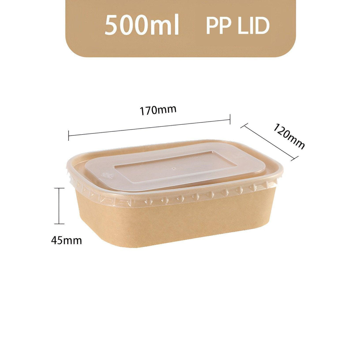50pcs Eco Friendly Kraft Paper Food Containers Lunch Boxes for Picnic Takeout - 650ml