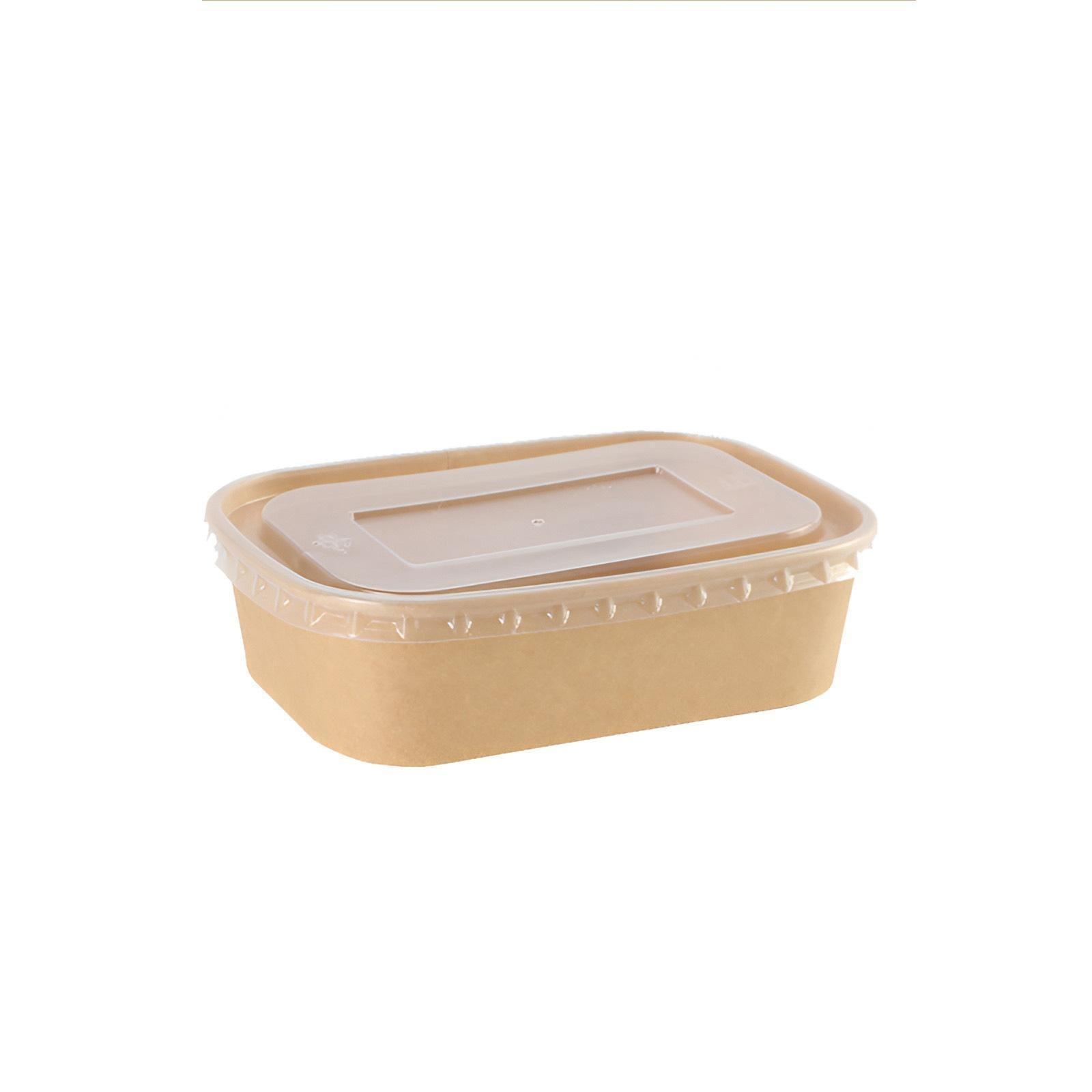 50pcs Eco Friendly Kraft Paper Food Containers Lunch Boxes for Picnic Takeout - 650ml