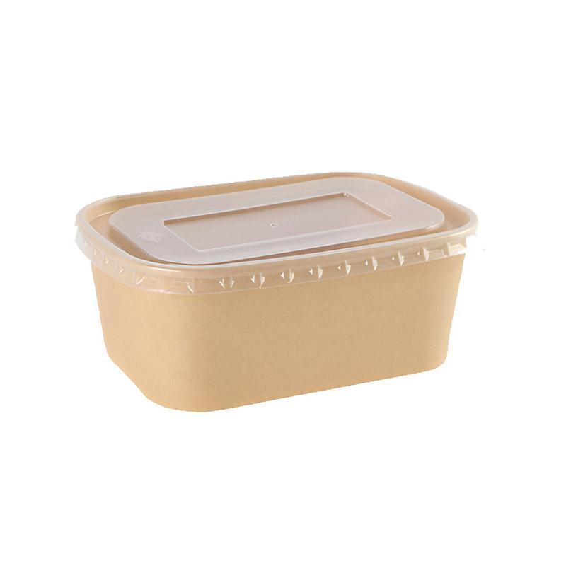 50pcs Eco Friendly Kraft Paper Food Containers Lunch Boxes for Picnic Takeout - 650ml