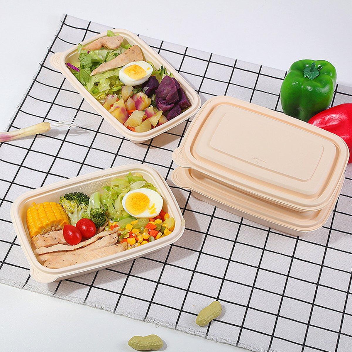 50pcs Eco Friendly Corn Starch Lunch Box Degradable Takeout Bento Container - 750ml