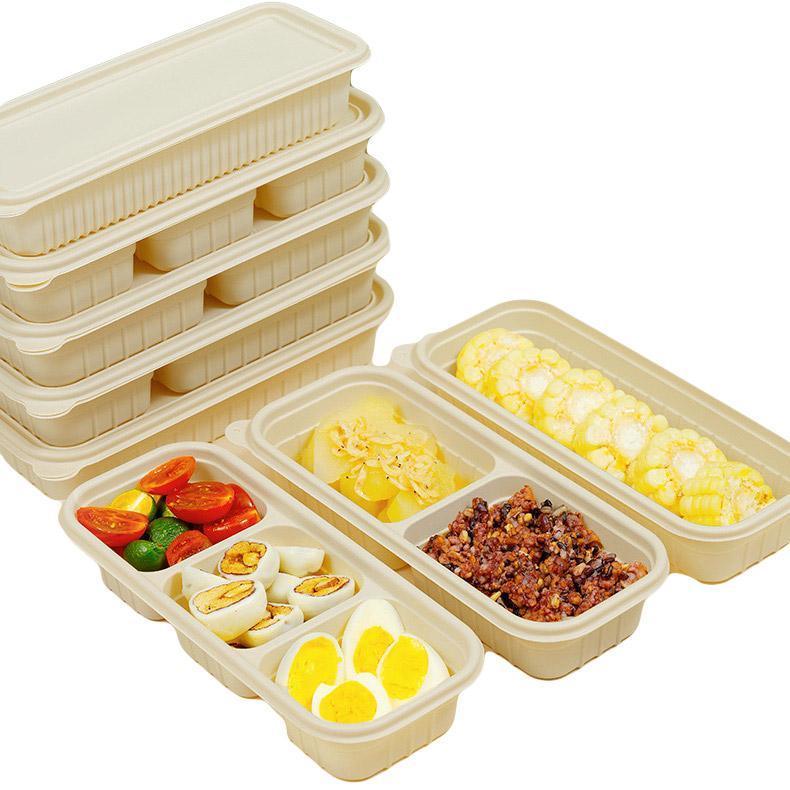 Biodegradable Corn Starch Meal Prep Containers Lids Durable Multi Compartment - C2B
