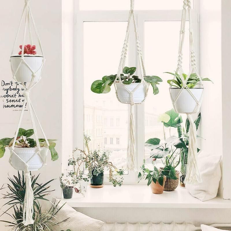 5-Piece Macrame Plant Hanger Set for Indoor Pots